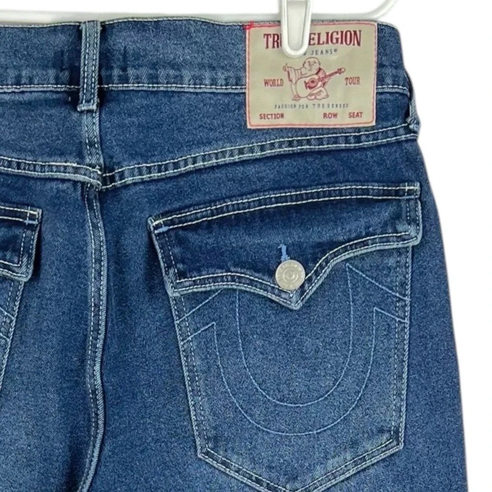 True Religion Men's Geno Relaxed Stretch Jeans 33x32 Flap Pockets Slim Navy NWT